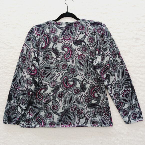 Sweater Button-Up Cardigan Size LP Paisley Whimsycore Witchy Academia Indie Boho - Picture 3 of 13